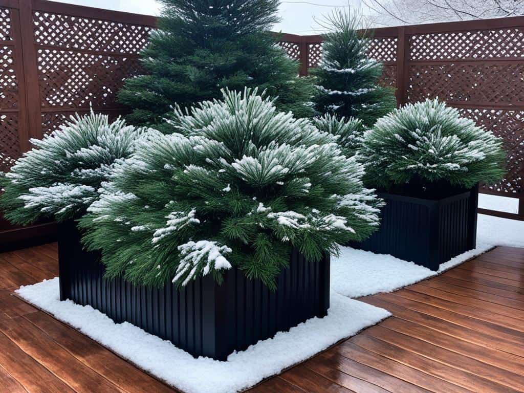 mugo pine winter container plants